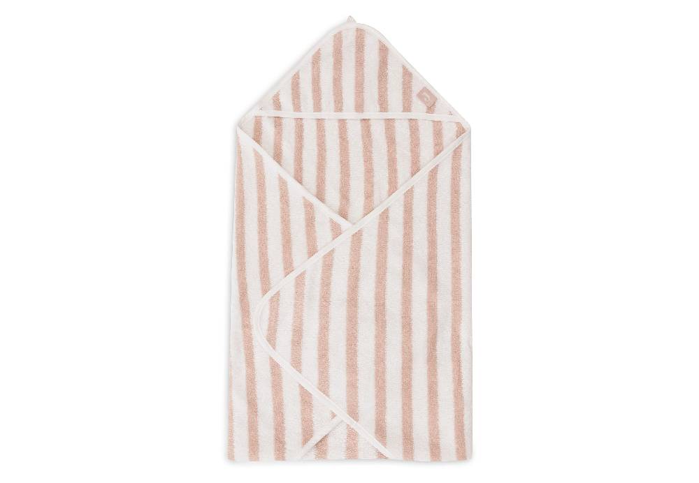 Jollein Kapuzenhandtuch 75x75cm Stripe Terry Wild Rose GOTS Kauf eins, bekomm eins gratis