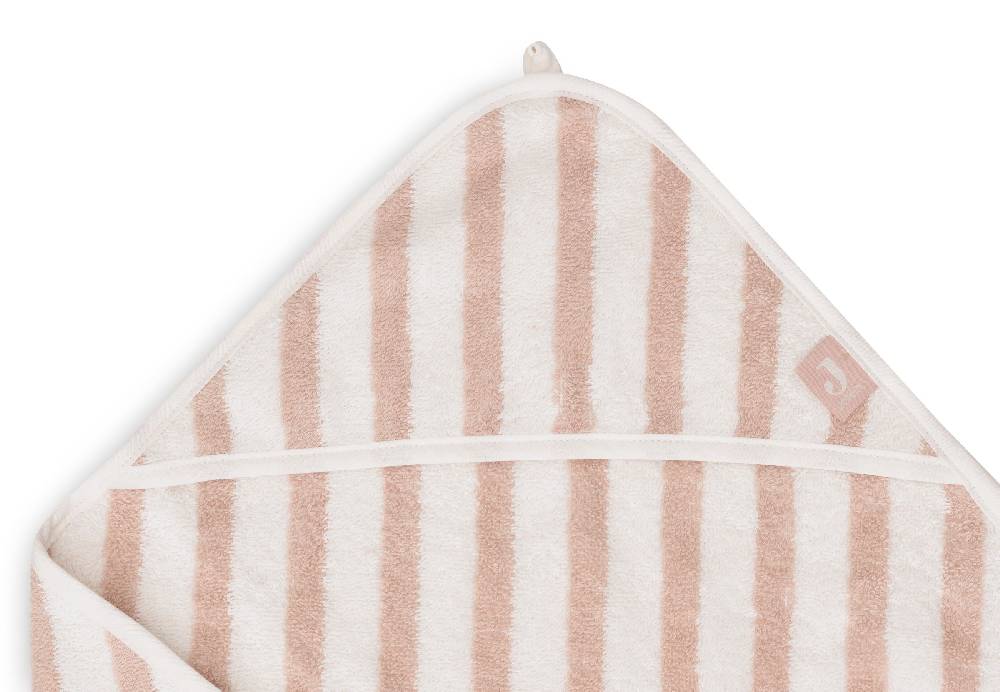 Jollein Kapuzenhandtuch 75x75cm Stripe Terry Wild Rose GOTS Kauf eins, bekomm eins gratis