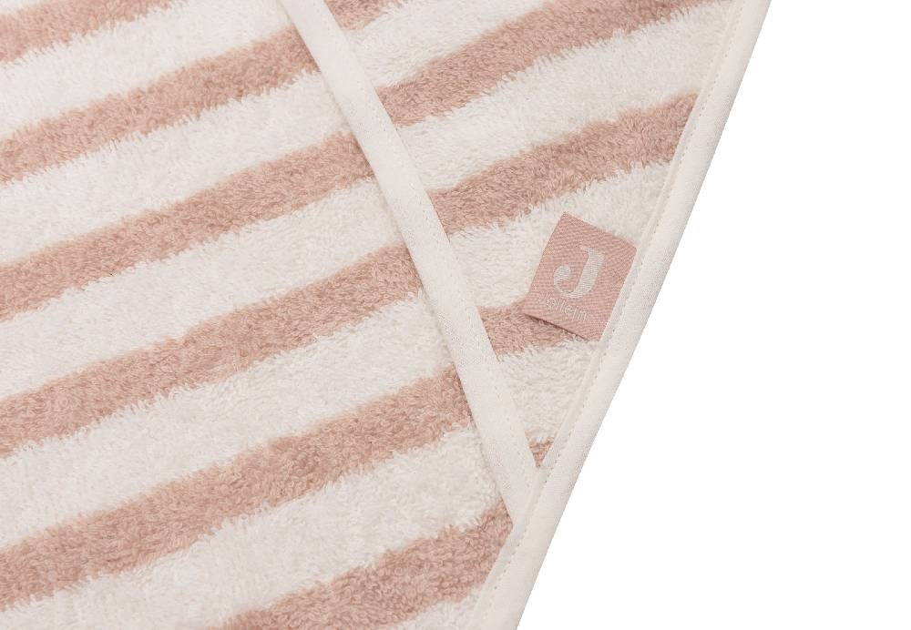 Jollein Kapuzenhandtuch 75x75cm Stripe Terry Wild Rose GOTS Kauf eins, bekomm eins gratis