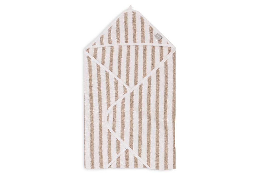 Jollein Kapuzenhandtuch 75x75cm Stripe Terry Olive Green GOTS VIP-Rabatte