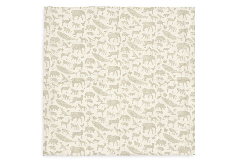 Jollein Spucktuch Hydrophill 70x70cm Animals Olive Green (3pack) Letzter Tag