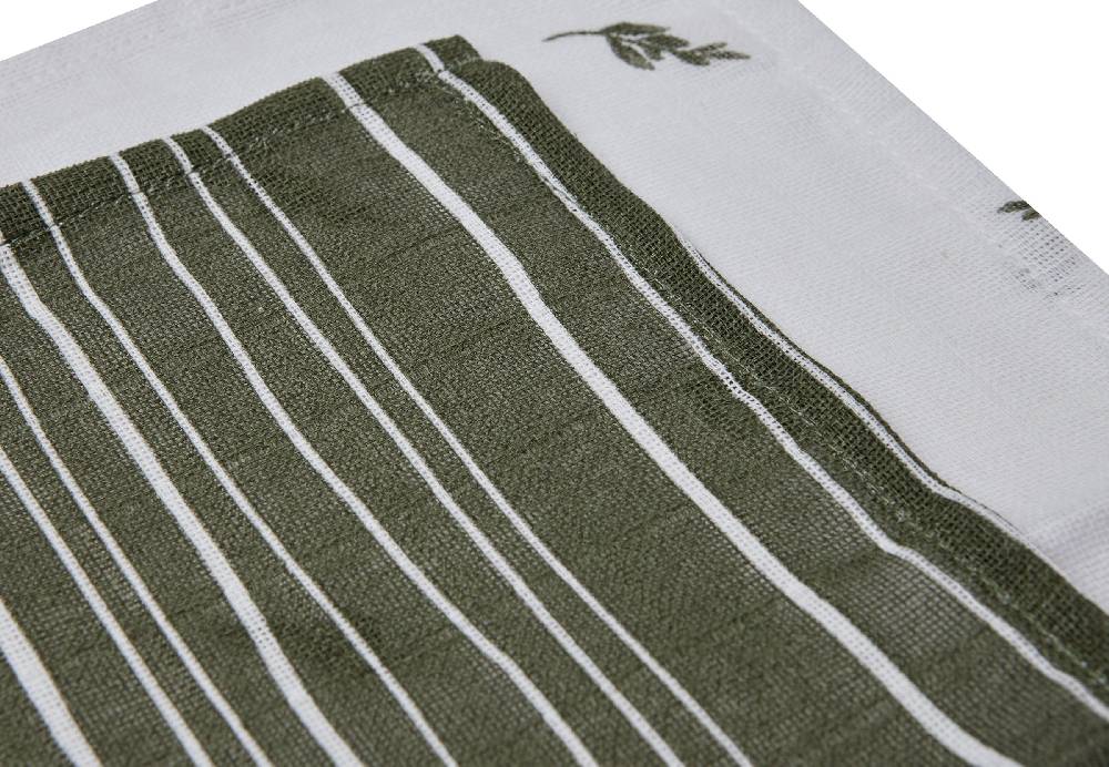 Jollein Spucktücher Hydrophill Stripe Olive Leaf Green GOTS (2p) Saisonschlussverkauf