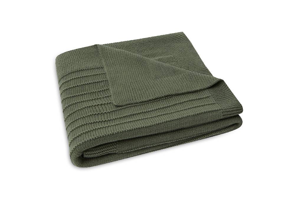 Jollein Decke Wiege 75x100cm Pure Knit Leaf Green GOTS Kauf eins, bekomm eins gratis