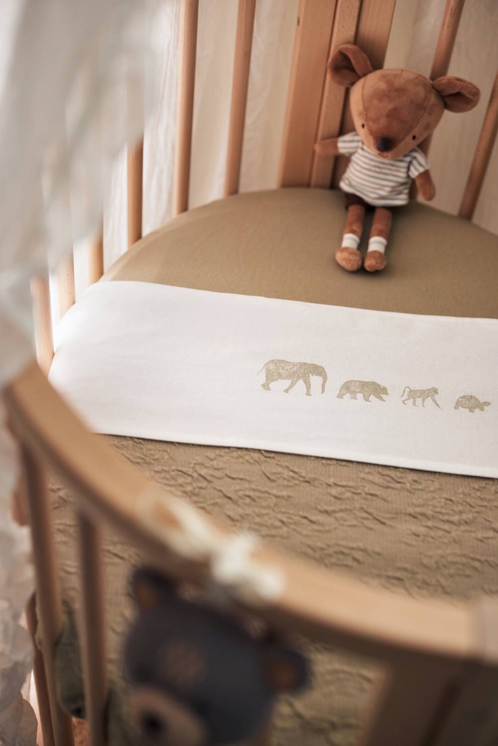 Jollein Bettlaken Wiege 75x100cm Animals Olive Green 50% Rabatt mit kostenlosem Versand