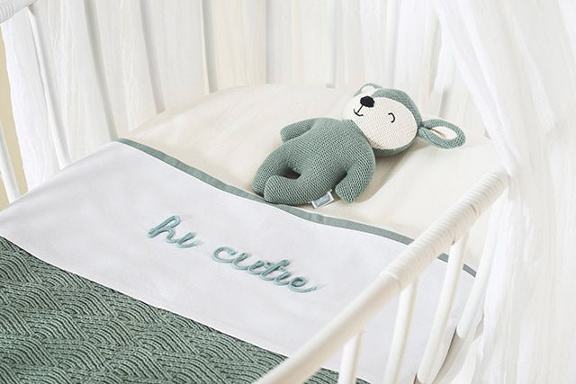 Jollein Bettlaken Wiege 75x100cm Hi cutie Ash Green Fabrikladen