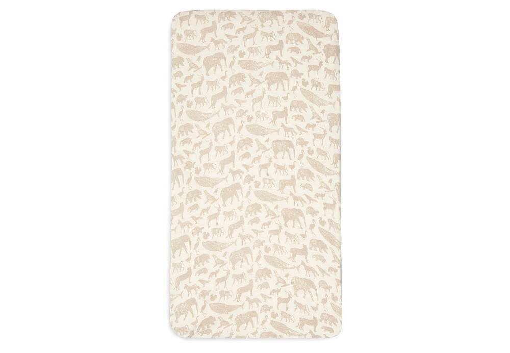 Jollein Spannbettlaken Jersey 70x140/75x150cm Animals Nougat Auslauf
