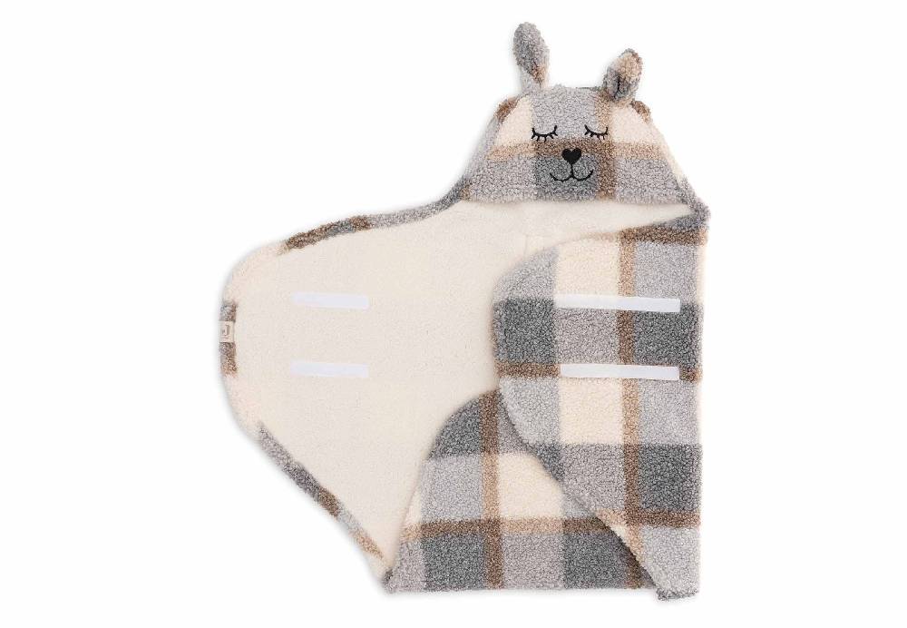 Jollein Einschlagdecke für Babyschale Bunny Check - Boucle Fabrikladen