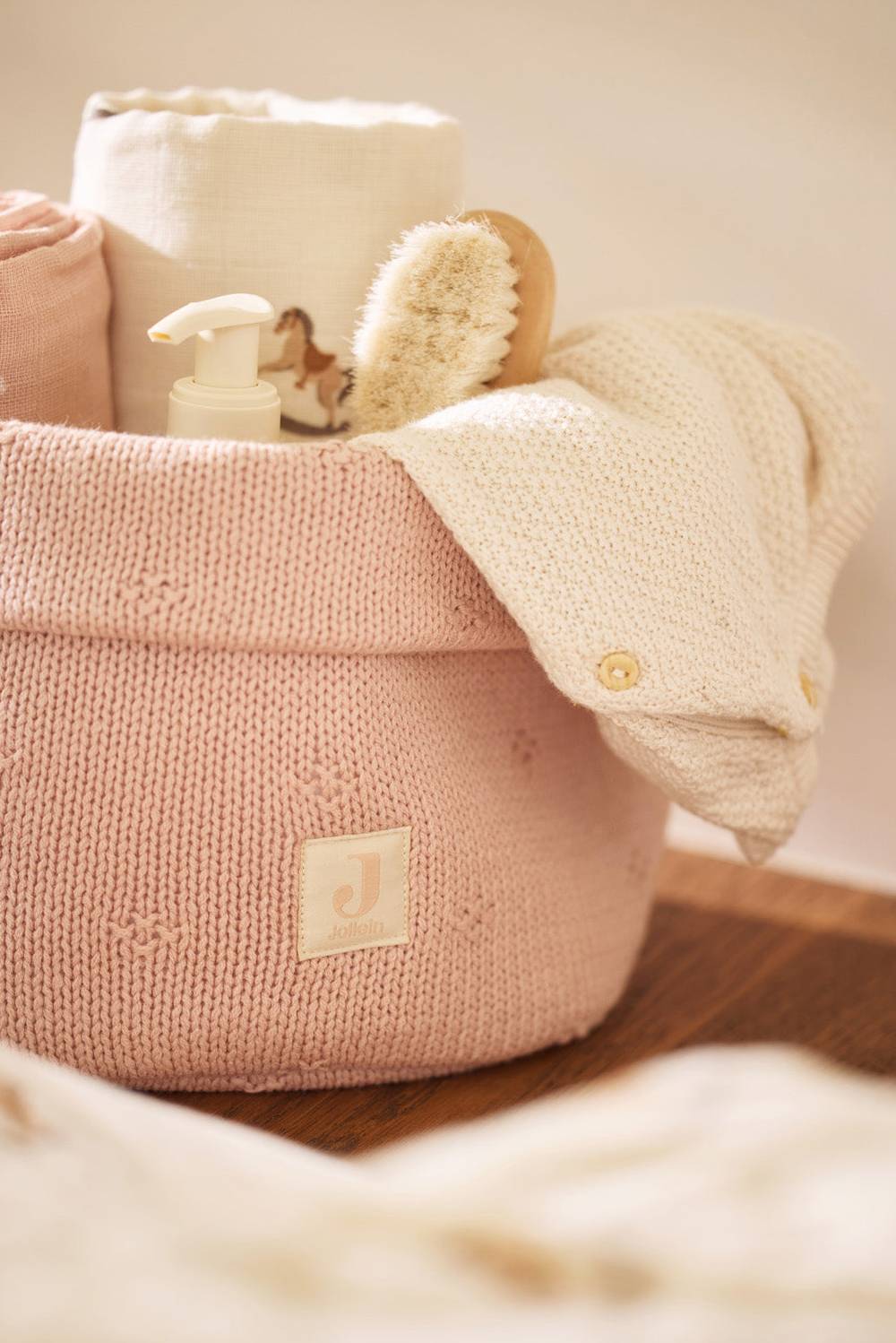 Jollein Pflegekörbchen Cosy Knit - Wild Rose Limitierter Zeitrabatt