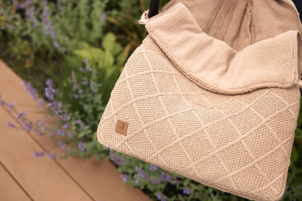Jollein Fußsack Gruppe 0+ 3/5 Punkte Check Knit - Biscuit Begrenzte Freigabe