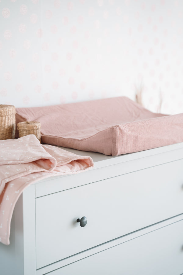 Julius Zöllner Bezug Wickelunterlage/2-Keil-Mulde aus Musselin, Dusty rose Discount Store für neue Produkte