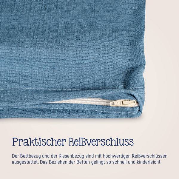 Julius Zöllner Bettwäsche aus Baumwollmusselin, Blau Sonderangebot der Fabrik