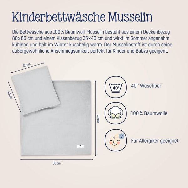 Julius Zöllner Bettwäsche aus Baumwollmusselin, Grau Bis zu 55% Rabatt