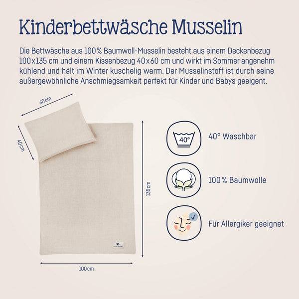 Julius Zöllner Bettwäsche aus Baumwollmusselin, Sand 50% Rabatt mit kostenlosem Versand