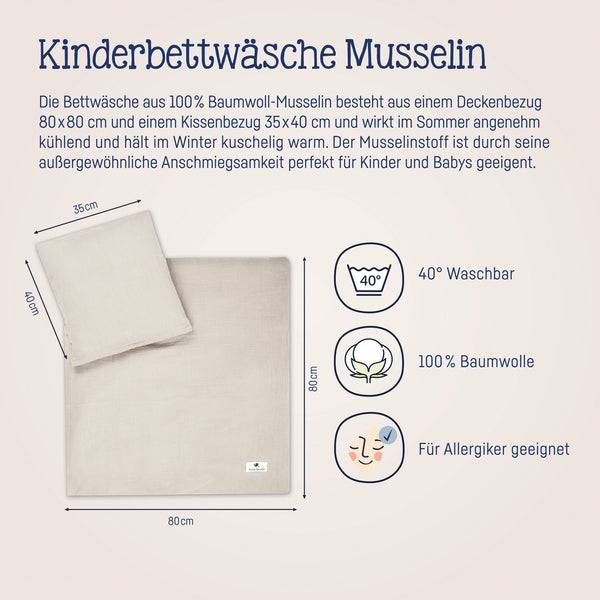 Julius Zöllner Bettwäsche aus Baumwollmusselin, Sand 50% Rabatt mit kostenlosem Versand