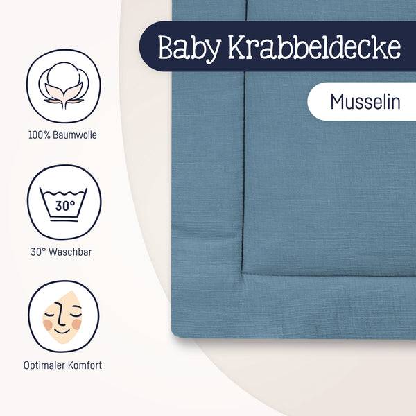 Julius Zöllner Krabbeldecke, blau Fabrikverkauf