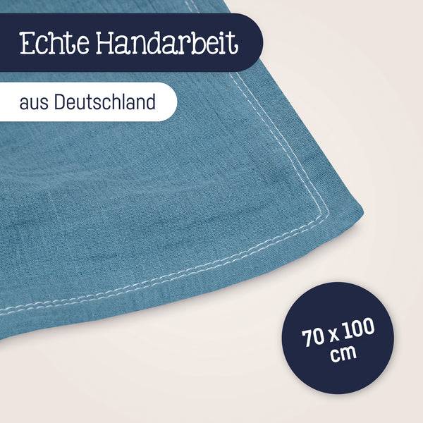 Julius Zöllner Kuscheldecke aus Baumwollmusselin, Blau Black Friday Preise