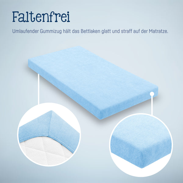 Julius Zöllner Fottee Spannbettlaken für Babymatratzen 60x120 bis 70x140cm, Hellblau Günstig kaufen