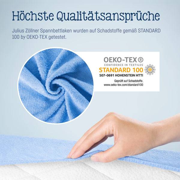 Julius Zöllner Fottee Spannbettlaken für Babymatratzen 60x120 bis 70x140cm, Hellblau Günstig kaufen