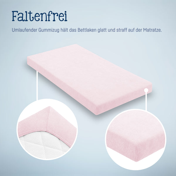 Julius Zöllner Fottee Spannbettlaken für Babymatratzen 60x120 bis 70x140cm, Rosa Versandkostenfrei