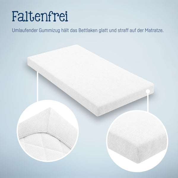 Julius Zöllner Fottee Spannbettlaken für Babymatratzen 60x120 bis 70x140cm, Weiß Großer Ausverkauf