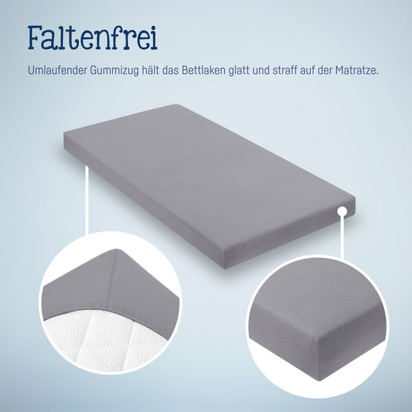 Julius Zöllner Jersey Spannbettlaken für Babymatratzen 60x120 bis 70x140cm, Anthracite Günstiger Verkauf