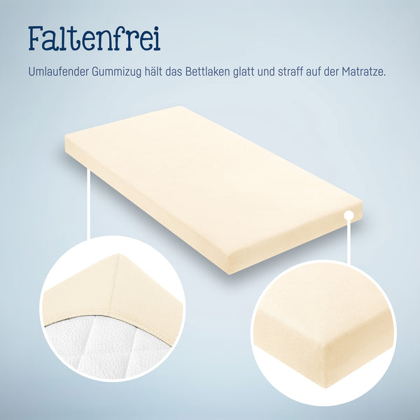 Julius Zöllner Jersey Spannbettlaken für Babymatratzen 60x120 bis 70x140cm, Ecru Fabrikverkauf
