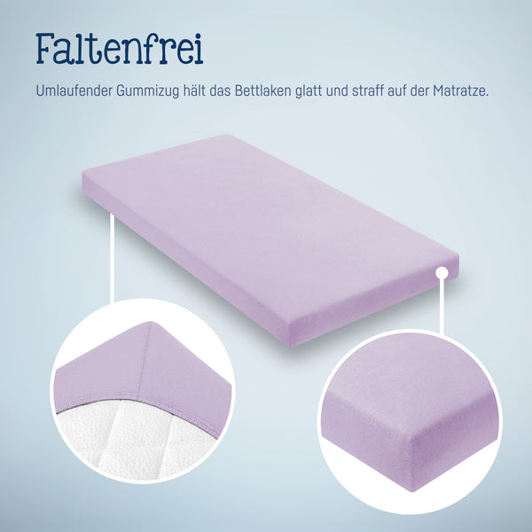 Julius Zöllner Jersey Spannbettlaken für Babymatratzen 60x120 bis 70x140cm, Flieder Meist gekauft