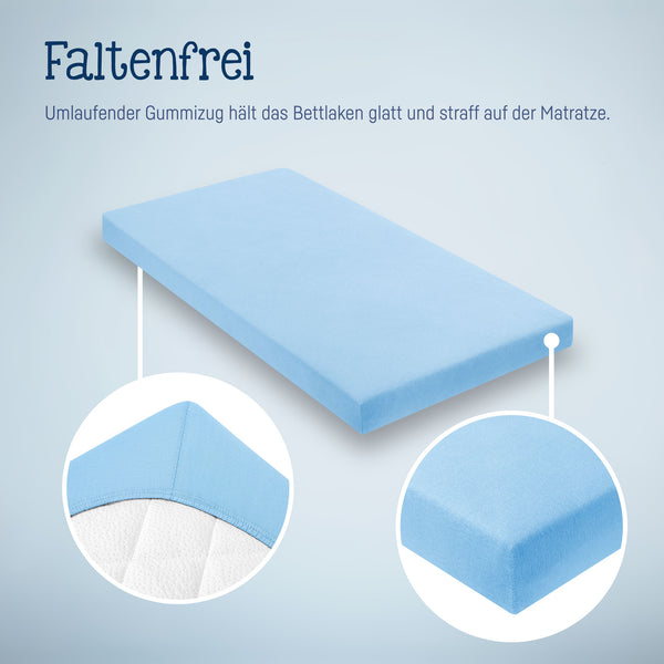 Julius Zöllner Jersey Spannbettlaken für Babymatratzen 60x120 bis 70x140cm, Hellblau Blitzverkäufe