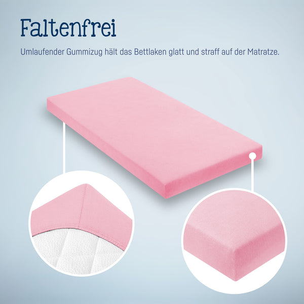 Julius Zöllner Jersey Spannbettlaken für Babymatratzen 60x120 bis 70x140cm, Rosa Fabrik Onlineshop