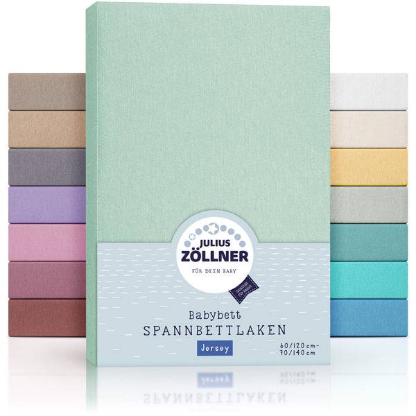 Julius Zöllner Jersey Spannbettlaken für Babymatratzen 60x120 bis 70x140cm, Salbei