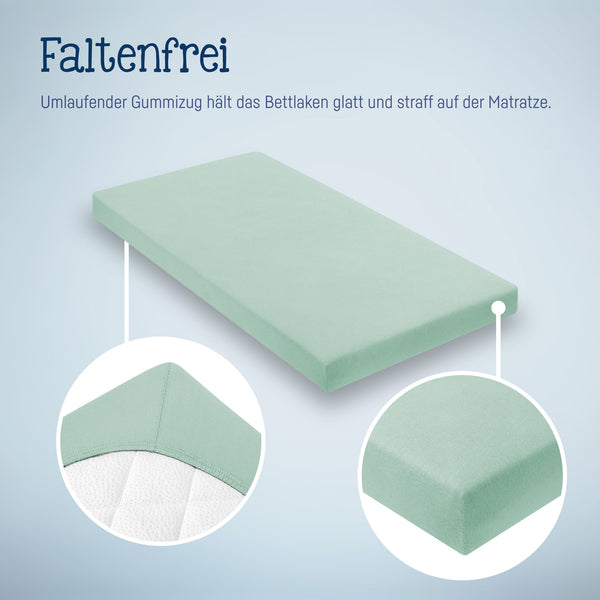 Julius Zöllner Jersey Spannbettlaken für Babymatratzen 60x120 bis 70x140cm, Salbei Fabrikpreis