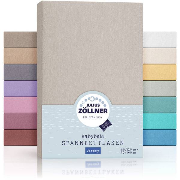 Julius Zöllner Jersey Spannbettlaken für Babymatratzen 60x120 bis 70x140cm, Taupe