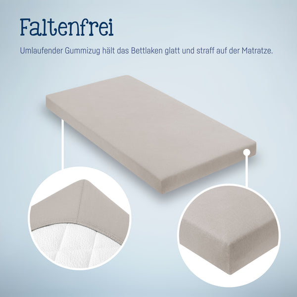 Julius Zöllner Jersey Spannbettlaken für Babymatratzen 60x120 bis 70x140cm, Taupe Sonderangebot