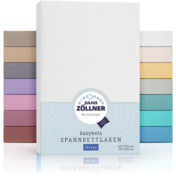 Julius Zöllner Jersey Spannbettlaken für Babymatratzen 60x120 bis 70x140cm, Weiß