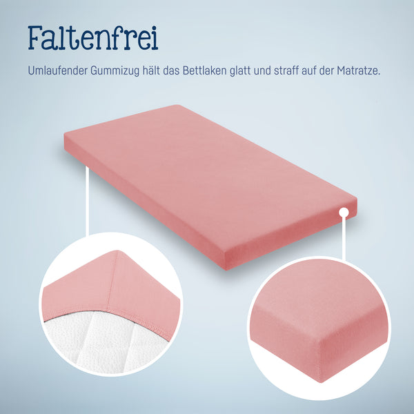 Julius Zöllner Jersey Spannbettlaken für Wiegen & Stubenwagenmatratzen 90x 40 cm, Blush Online Shopping