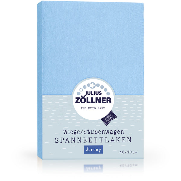 Julius Zöllner Jersey Spannbettlaken für Wiegen & Stubenwagenmatratzen 90x 40 cm, Hellblau Saisonschlussverkauf