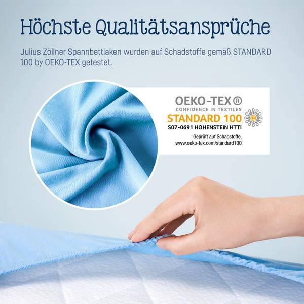 Julius Zöllner Jersey Spannbettlaken für Wiegen & Stubenwagenmatratzen 90x 40 cm, Hellblau Saisonschlussverkauf