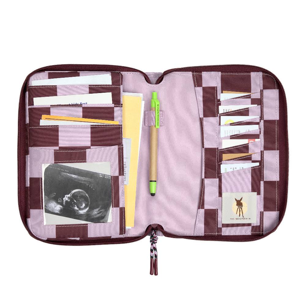 Lässig Mutterpasshülle - Dokumentenmappe, Tiefrot Lavendel Begrenztes Angebot