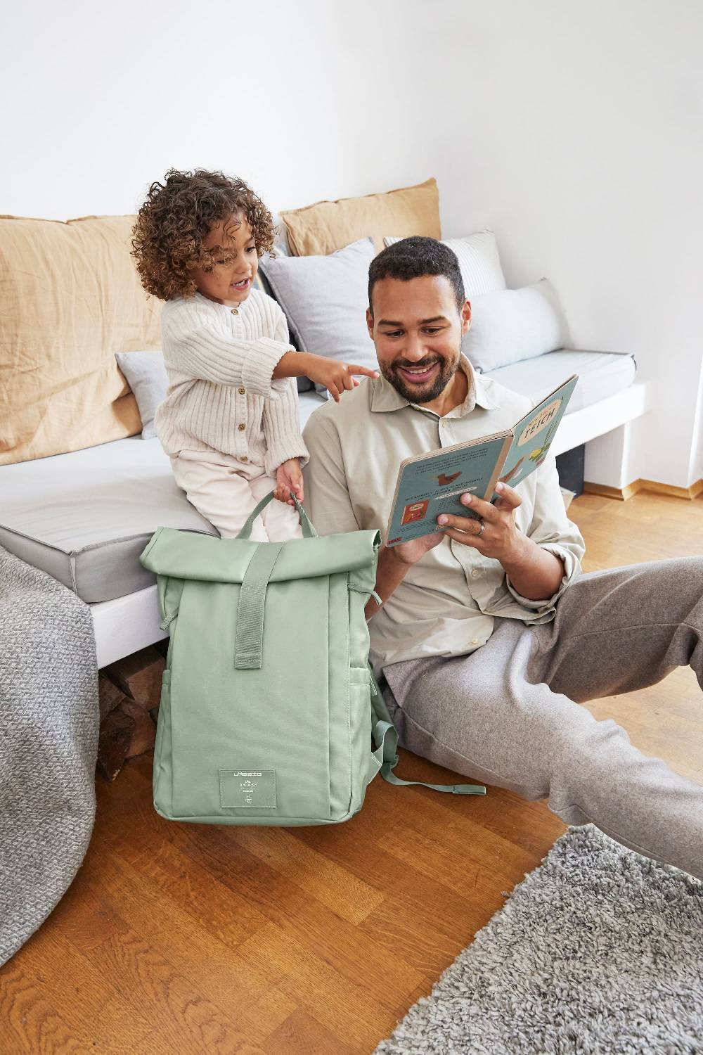Lässig Wickelrucksack - Rolltop Up Backpack, Silbergrün Jubiläumsangebot