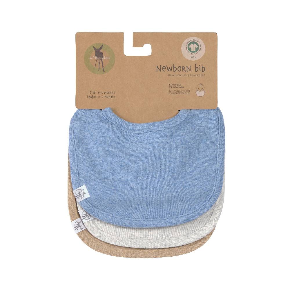 Lässig Spucklätzchen 3er Set - Baumwolle (bio), Blau Hellgrau Beige Nur für heute