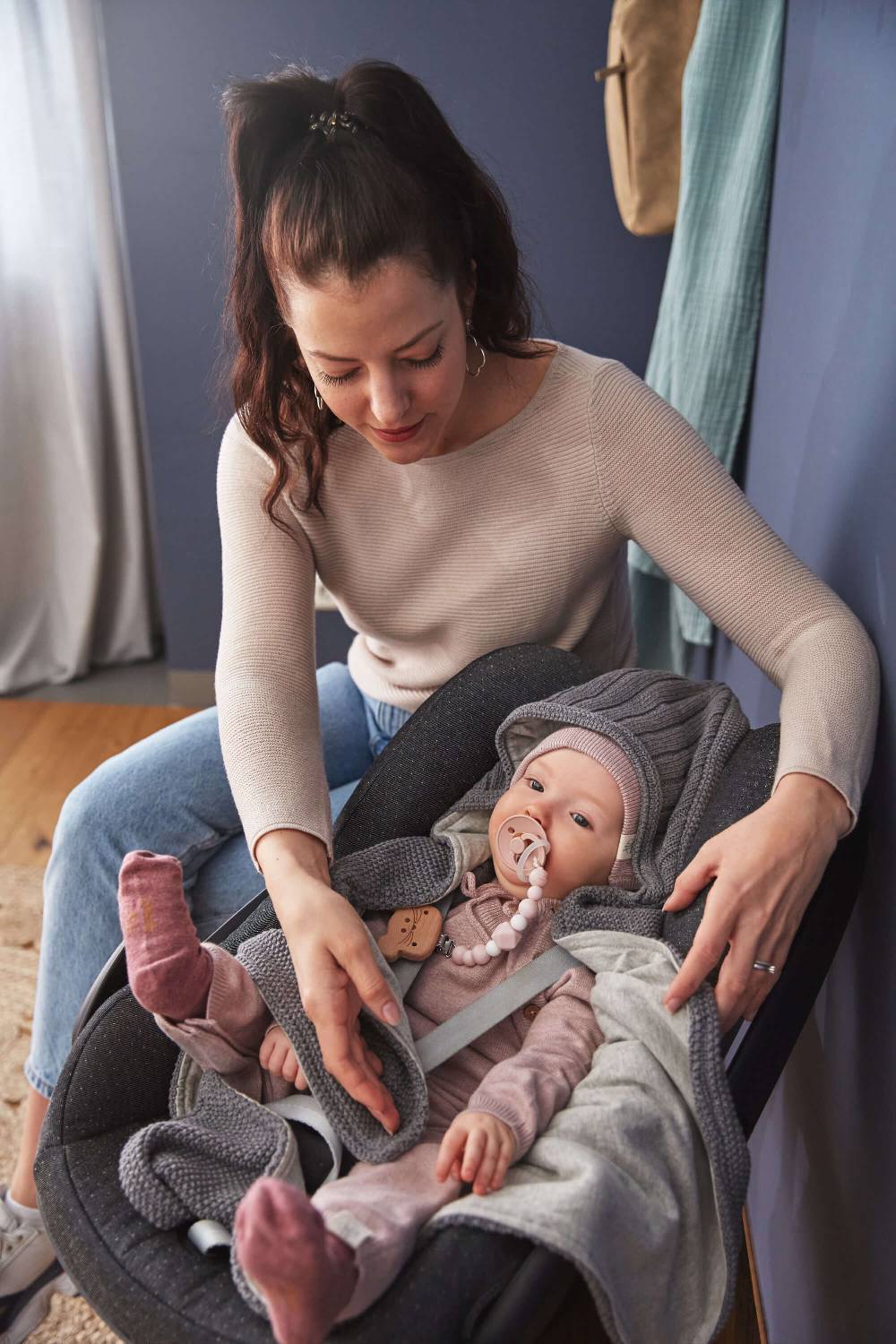 Lässig Einschlagdecke Baby - Bio Baumwolle, Anthrazit 50% Rabatt mit kostenlosem Versand