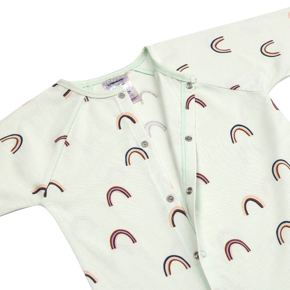 Lässig Baby Schlafoverall - Bio Baumwolle, Regenbogen, Mint Schlussverkauf