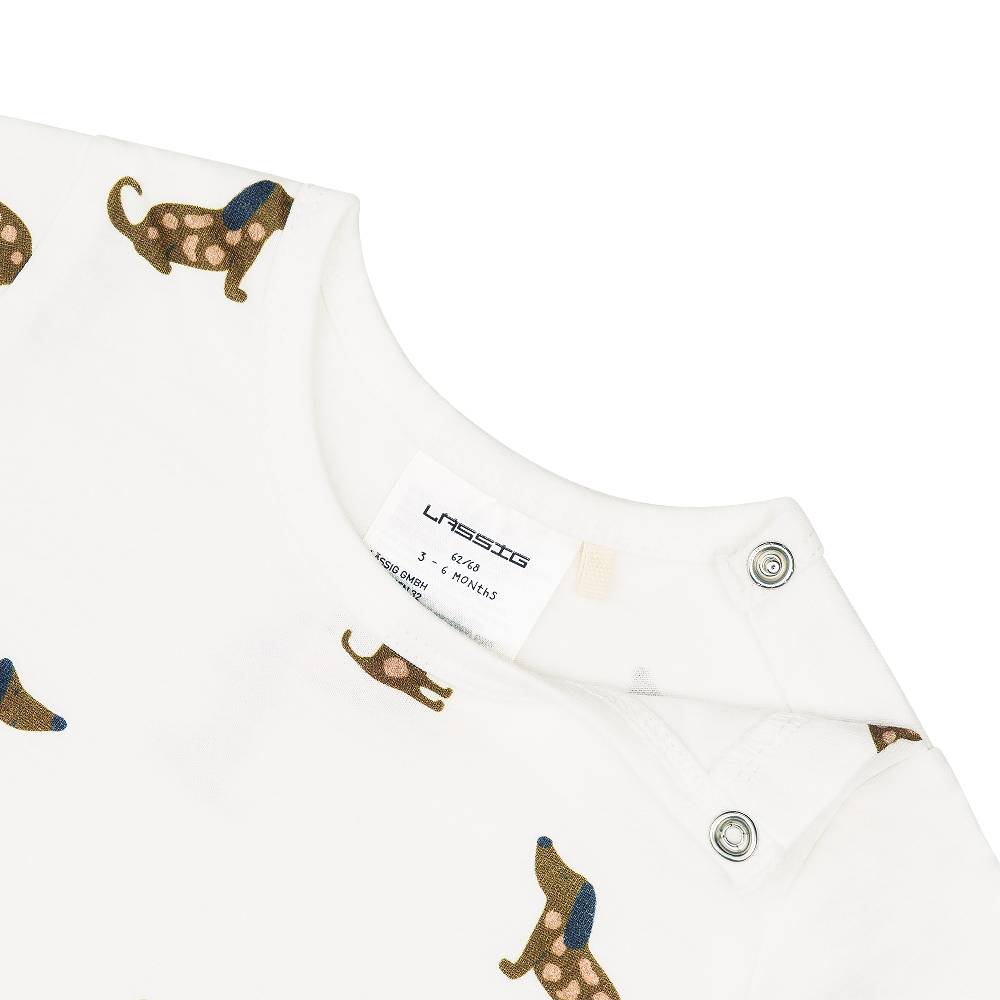 Lässig Baby Jumpsuit - Bio Baumwolle, Hund, Beige Online Shopping