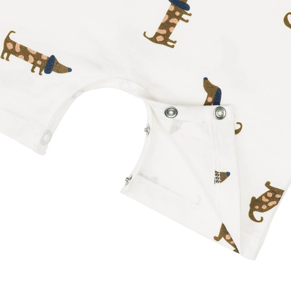 Lässig Baby Jumpsuit - Bio Baumwolle, Hund, Beige Online Shopping