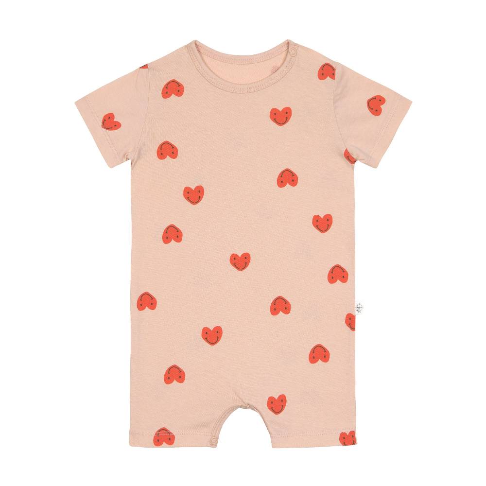 Lässig Baby Jumpsuit - Bio Baumwolle, Herzen, Rosa Exklusivangebot