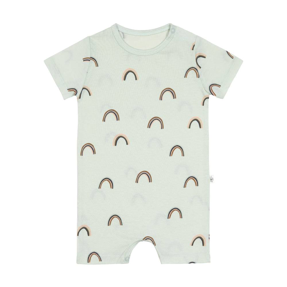 Lässig Baby Jumpsuit - Bio Baumwolle, Regenbogen, Mint Preisnachlass