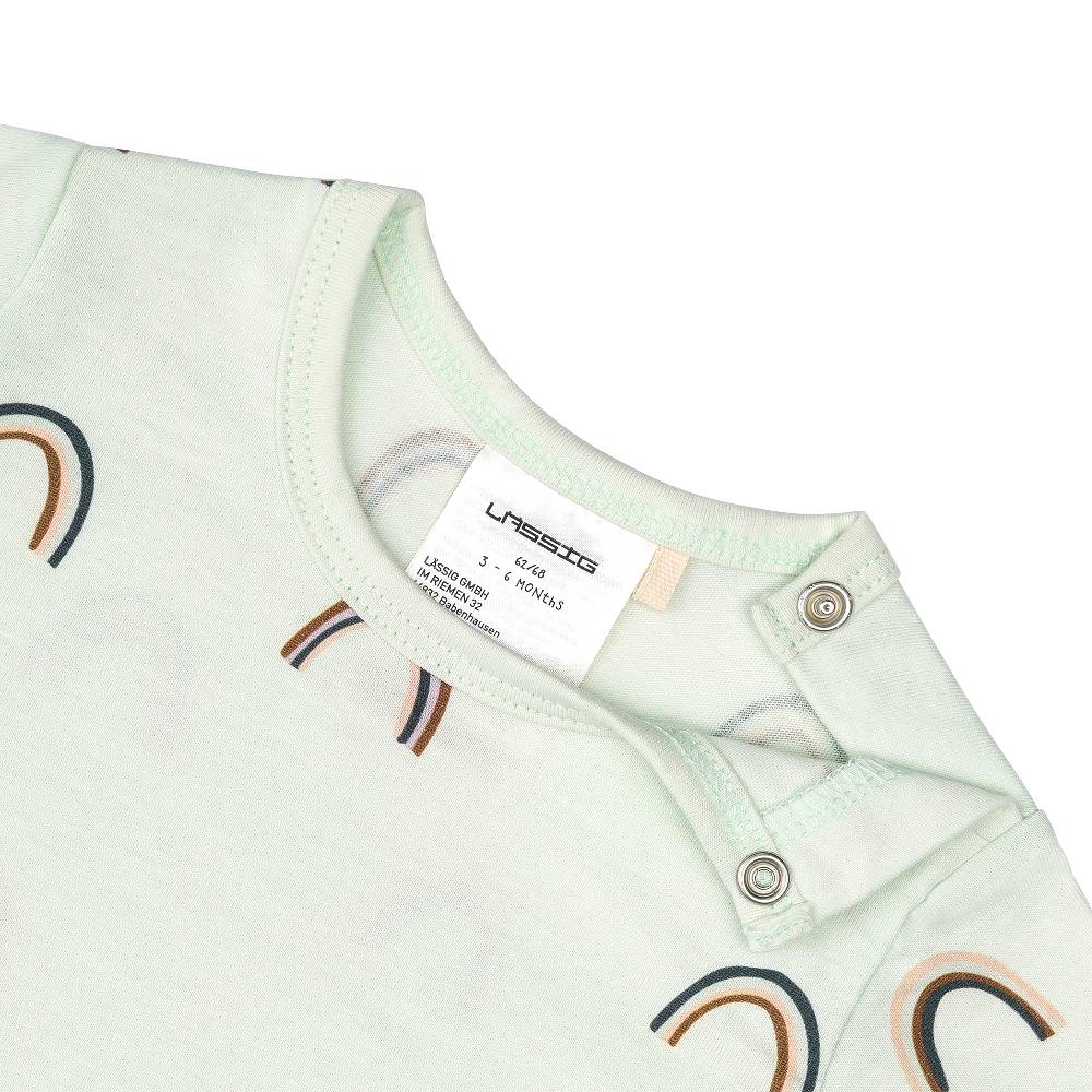 Lässig Baby Jumpsuit - Bio Baumwolle, Regenbogen, Mint Preisnachlass