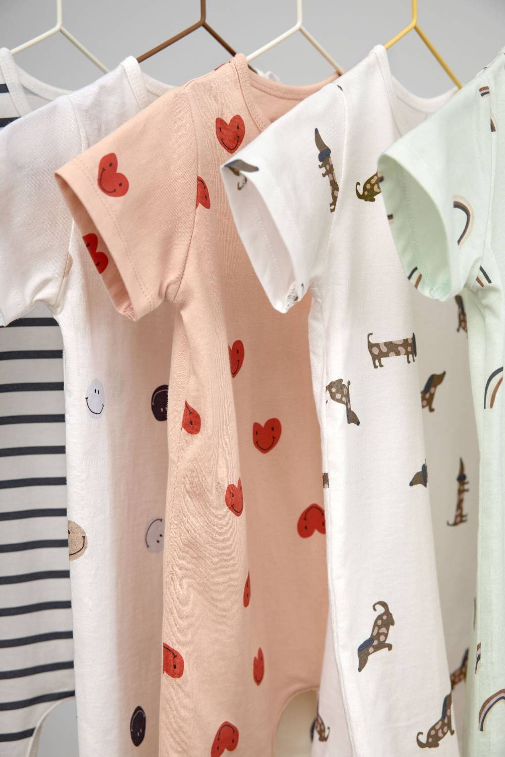 Lässig Baby Jumpsuit - Bio Baumwolle, Regenbogen, Mint Preisnachlass