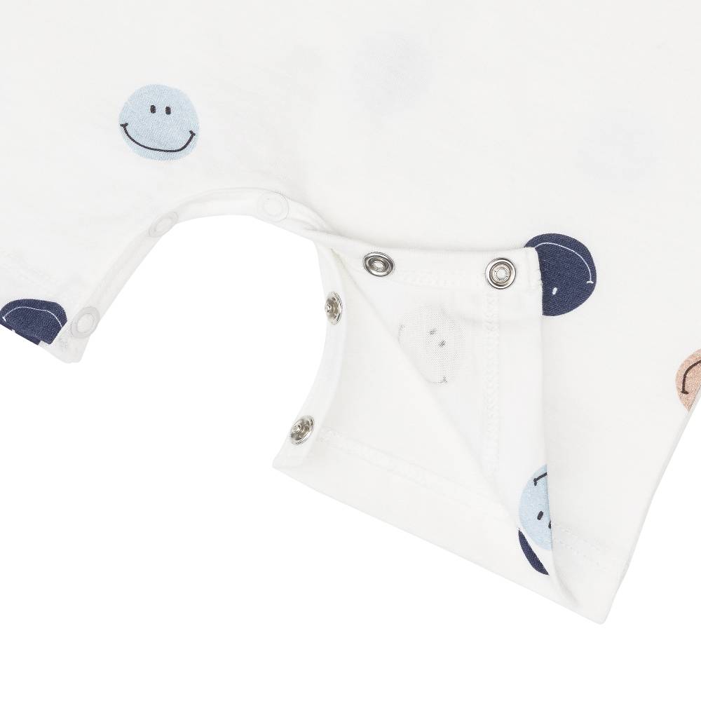 Lässig Baby Jumpsuit - Bio Baumwolle, Smile, Milky Saisonschlussverkauf