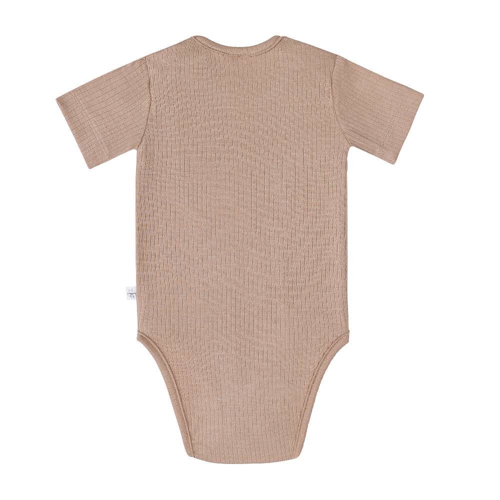 Lässig Baby Body Kurzarm - gerippt, Hellbraun Top Angebot